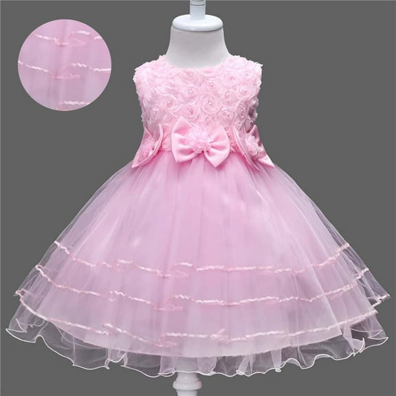 Toddler Girls Pink Dress Ruffle Toddler Formal Dresses Girls Rainbow Dress Girls Dresses Size 18-24 M