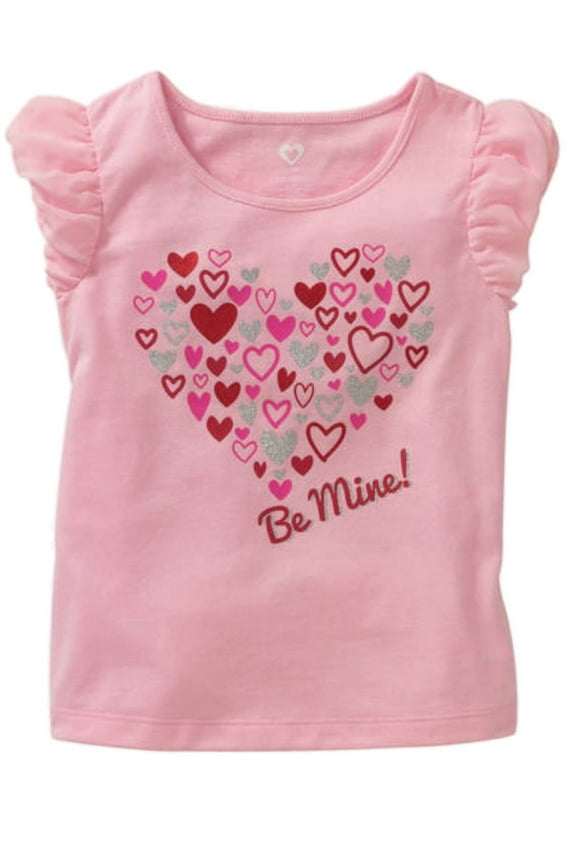 Toddler Girls Pink Glitter Be Mine Valentines Day T-Shirt Tee Shirt 3T