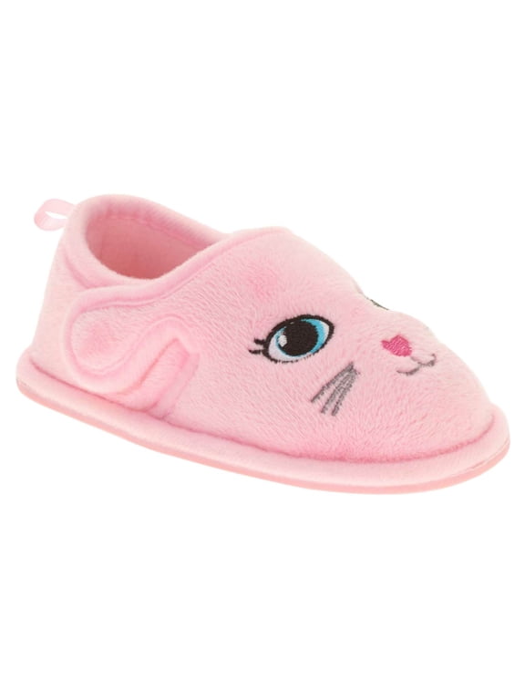Toddler Girls Pink Kitty Cat Loafer Style Slippers Animal House Shoes Small 5-6