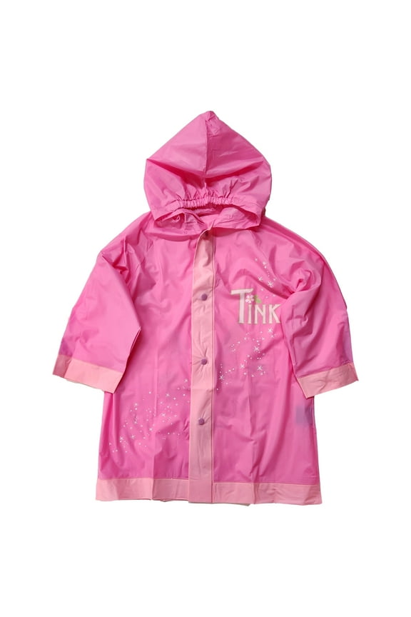 Toddler Girls Pink Tinkerbell Hooded Rain Jacket Slicker Coat Size 4T-5T