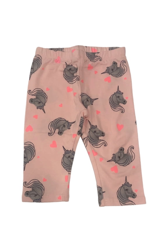 Toddler Girls Pink Unicorn & Heart Print Leggings Stretch Pants 2T