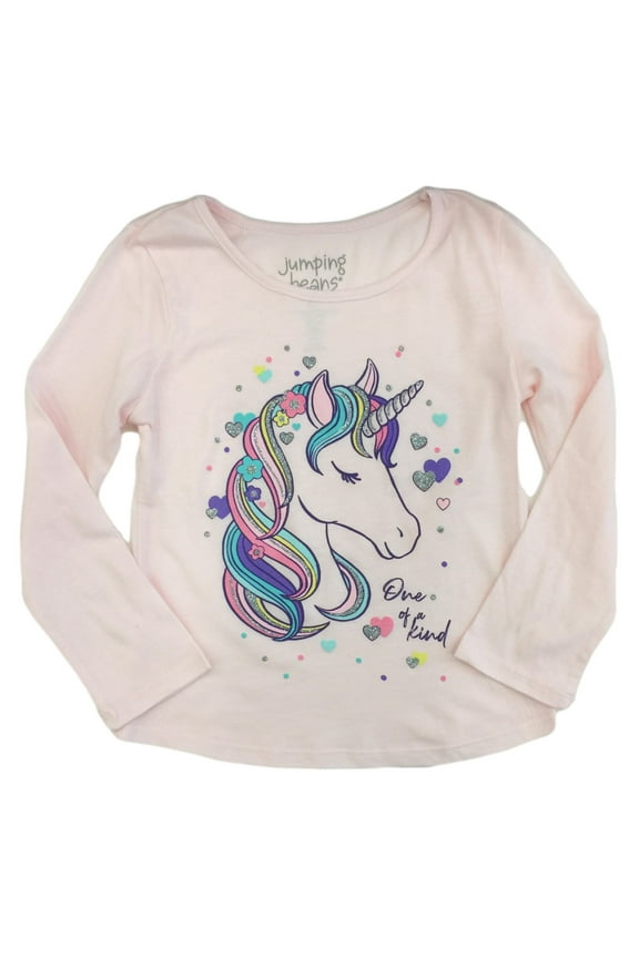 Toddler Girls Pink Unicorn One Of A Kind Glitter Long Sleeve Shirt 2T
