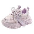thumbnail image 1 of Toddler Girls Platform Sneakers Cute Heart Wide Toe Box Breathable Lace Up Non Slip Waking Tennis Shoes Purple, 1 of 5