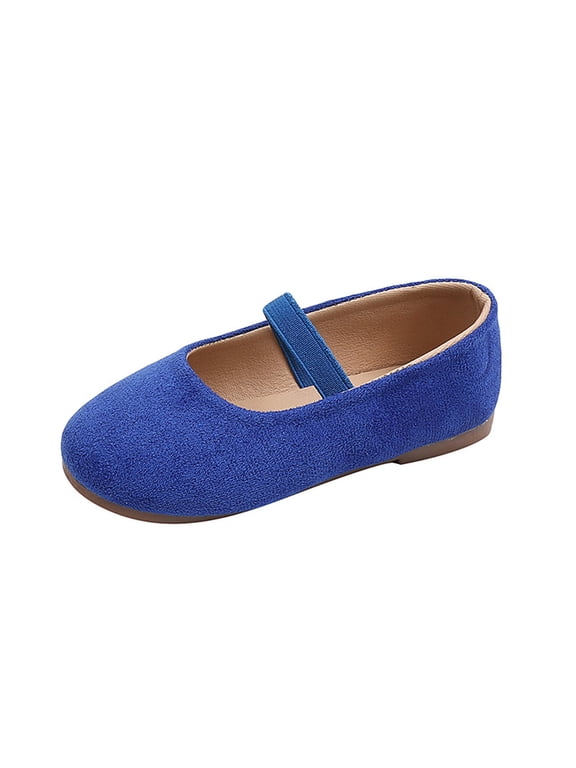 Toddler Girls Princess Flat Shoes, Non Slip Soft Comfort Sole Slip On Lightweight Dress Footwear for Everyday Use Blue 15-18 Months