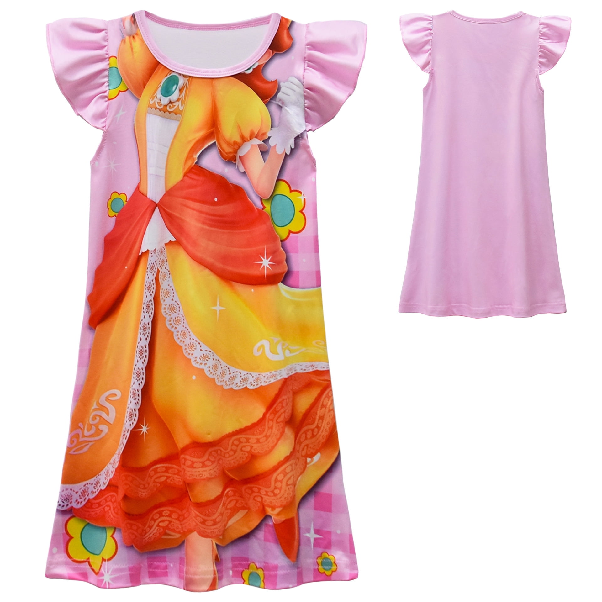 princess peach pajama dress Rongking Toddler Girls Princess Cartoon Nightgowns Nightdress Sleep-Wear Pajamas, Size 2-8, Toddler Girl's, Size: 4T-5