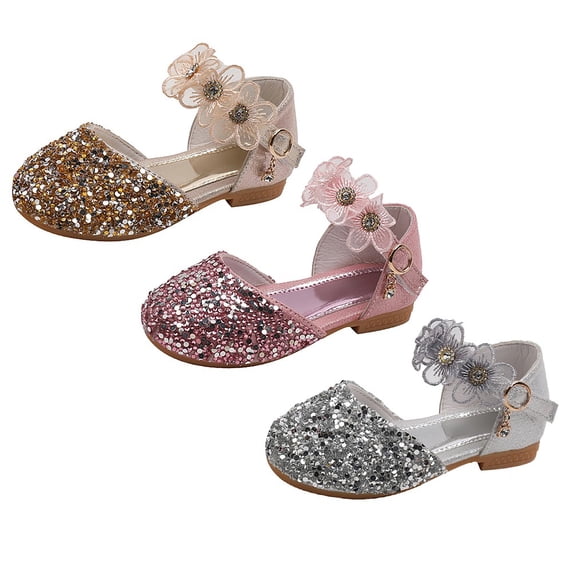 Toddler Girls Princess Shoes Dress Shoes Sandals Flower Girl Shoes Wedding Party Low Heels Flats for Kids