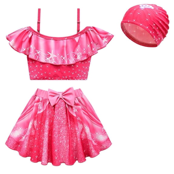Toddler Girls Princess Swimsuit Two Pieces Ruffle Bathing Suit Tankini Swimwear