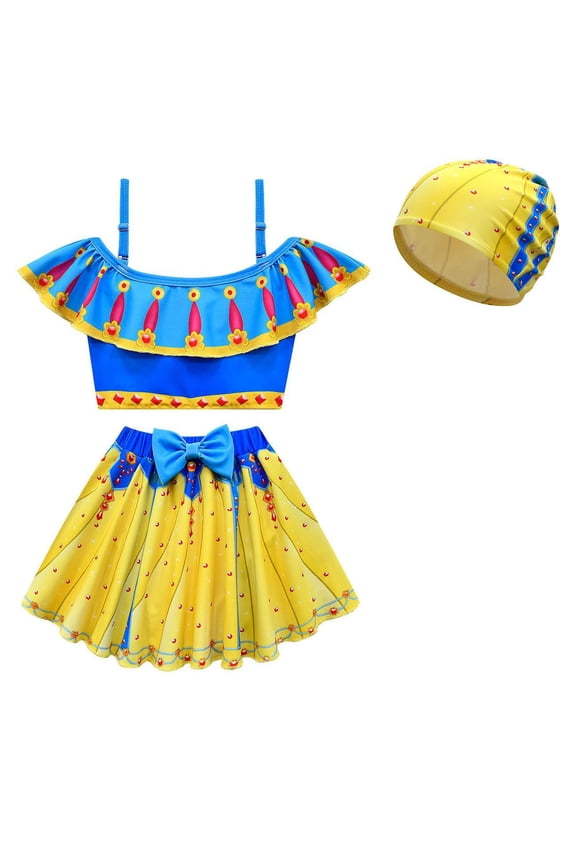 Toddler Girls Princess Swimsuit Two Pieces Ruffle Bathing Suit Tankini Swimwear