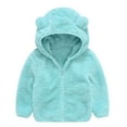 thumbnail image 1 of Toddler Girls Puffer Coat Toddler Baby Boys Girls Solid Color Cute Bear Ears Winter Hoodie Thick Coat Jacket New Fall Jackets Winter Outerwear Light Blue 12-18 Months, 1 of 8