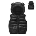 thumbnail image 1 of Toddler Girls Puffer Vest Hooded Black Down Vest Zip up Lightweight Sleeveless Bear Ears Windproof down Jacket Boys Winter Vest 12-18 Months, 1 of 4