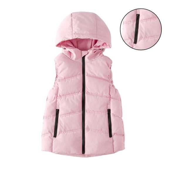 Toddler Girls Puffer Vest Hooded Boys Pink Vest Zipper Sleeveless Lightweight Kids Puffer Jacket Kids Girls Winter Vest 3-4 Years
