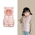 thumbnail image 1 of Toddler Girls Puffer Vest Hooded Jacket Pink Puffer Vest Full-Zip Sleeveless Bear Ears Lightweight Boys Puffer Jacket Boys Vests 1-2 Years, 1 of 9
