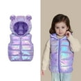 thumbnail image 1 of Toddler Girls Puffer Vest Hooded Jacket Purple Down Vest Zip up Lightweight Sleeveless Bear Ears down Jacket Boys Vests 3-4 Years, 1 of 9