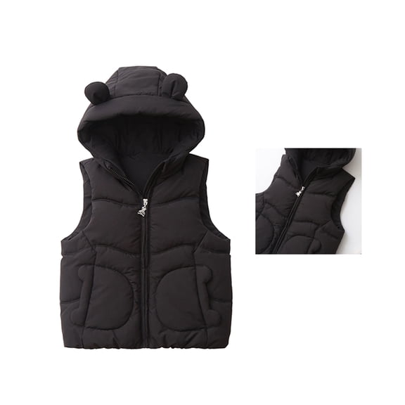 Toddler Girls Puffy Vest with Hooded Sleeveless Jacket Lightweight Girls' Outerwear Vests Kids Winter Clothes Girls Vests 12-18 Months