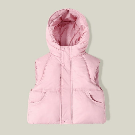 Toddler Girls Puffy Vest with Hooded Sleeveless Lightweight Outerwear Vests Winter Vest Girls Vest 1-2 Years