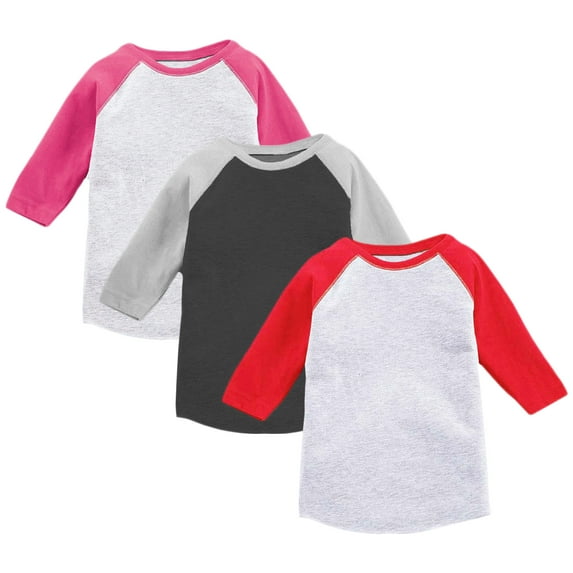 Toddler Girls Raglan Baseball Shirt Raglan Shirt Kids Girls Baseball Tee 2T Clothes 3T Outfits 4T T shirts 5T Shirts - Pack of 6