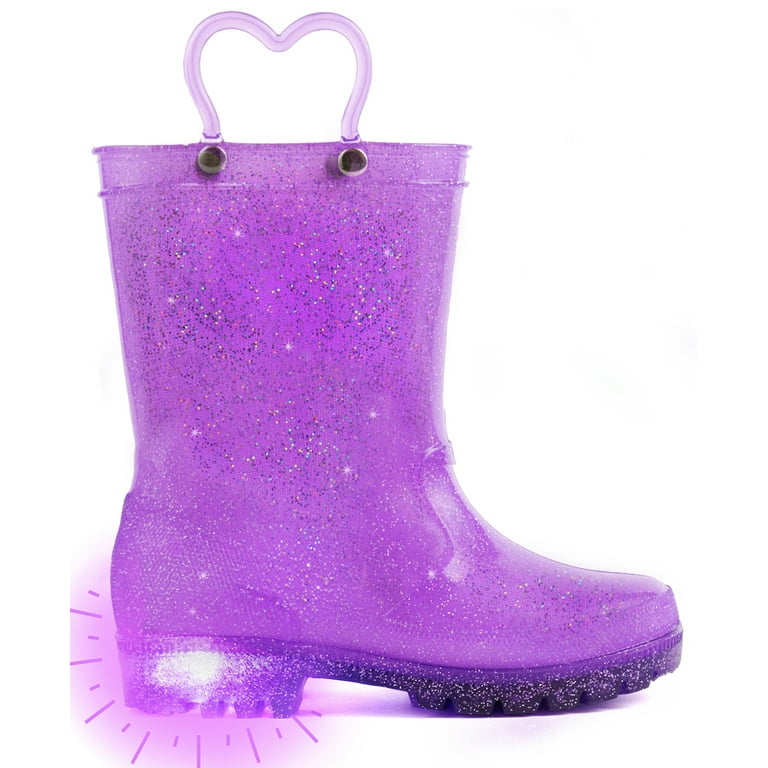 Toddler Girls Rain Boots Little Kids Baby Light Up Glitter Rubber
