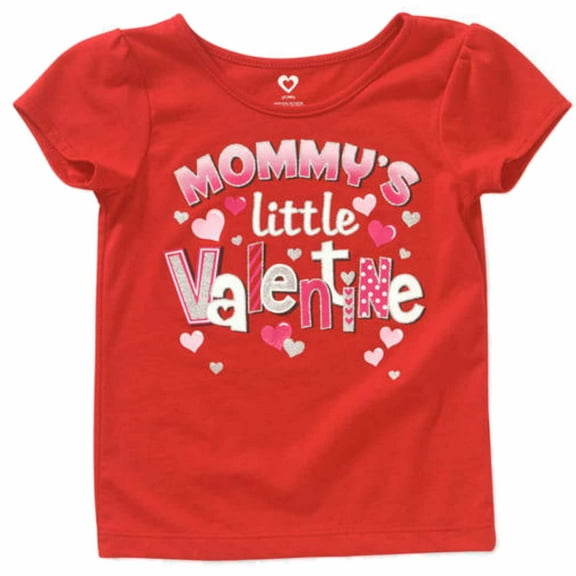 Toddler Girls Red Glitter Mommys Little Valentine T-Shirt Tee Shirt