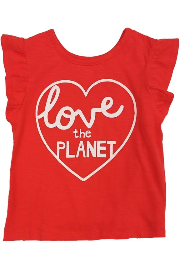 Toddler Girls Red Love The Planet Tank Top Baby Tee Shirt 5T