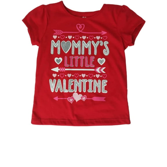 Toddler Girls Red & Silver Mommys Little Valentine Heart Tee Arrow Shirt