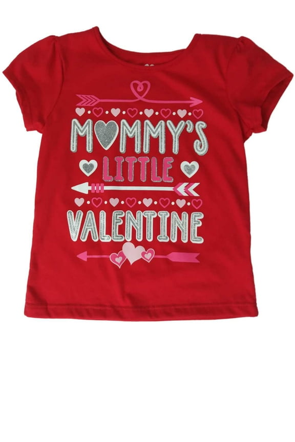Toddler Girls Red & Silver Mommys Little Valentine Heart Tee Arrow Shirt