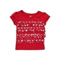 thumbnail image 1 of Toddler Girls Red Tulle Ruffle Silver Hearts Valentine T-Shirt Tee Shirt 2T, 1 of 1