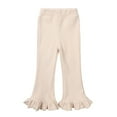 thumbnail image 1 of Toddler Girls Ribbed Flared Pants Cotton Ruffle Leggings Bell Bottoms Pant Solid Casual Stretchy High Waist Long Leggings Trousers, 1 of 2