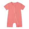 thumbnail image 1 of Toddler Girls Romper Summer Solid Zipper Sleeper Short Sleeve Jumpsuit Onesie Outfits Pink Soft Clothes 3-6M, 1 of 3