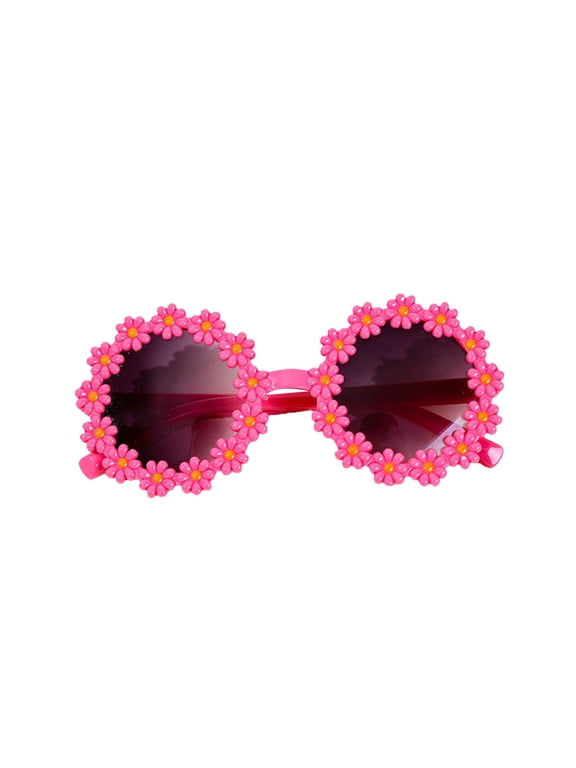 Toddler Girls Round Flower Sunglasses Kids Flower Polarized Sunglasses Cute Glasses UV 400 Protection for Outdoor Beach Holiday Glasses Shades Baby Girls Boys Age 2-10