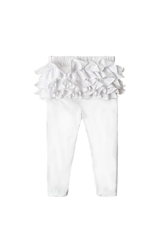 Toddler Girls Ruffle Bottom Leggings Kids Elastic Waist Solid Color Tight Pants