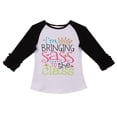thumbnail image 1 of Toddler Girls Ruffle Sleeve Raglan School Casual Cotton Raglan Top T-Shirt Tee White 2T XS (P500798P), 1 of 4