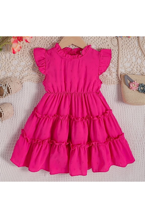 Toddler Girls Ruffle Sleeveless Tiered Swing Dresses Cute Summer Beach Outfit for 1 7T
