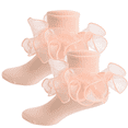 thumbnail image 1 of Toddler Girls Ruffle Socks Baby Girls Lace Frilly Dress Socks Fold Over Church Double Lace Big Ruffle Turn Cuff Socks for Kids, 1 of 2