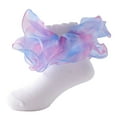 thumbnail image 1 of Toddler Girls Ruffled Ankle Socks Lace Trim Soft Breathable Cotton-Blend Crew Socks, 1 of 3