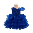 thumbnail image 1 of Toddler Girls Ruffled One Shoulder Party Dress with Bowknot Elegant Layered Tulle Pageant Gown, 1 of 5