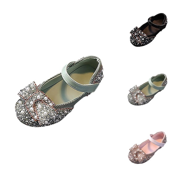 Toddler Girls Sandals and Casual Open Toe Shoes, Childrens Pearl Rhinestones Shining Kids Princess Baby Shoes for Party and Wedding
