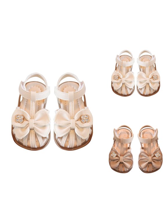 Toddler Girls Sandals and Shoes, Baby Female Princess Footwear, Soft Soled Non- Summer Baotou Breathable Shoes for Little Kids
