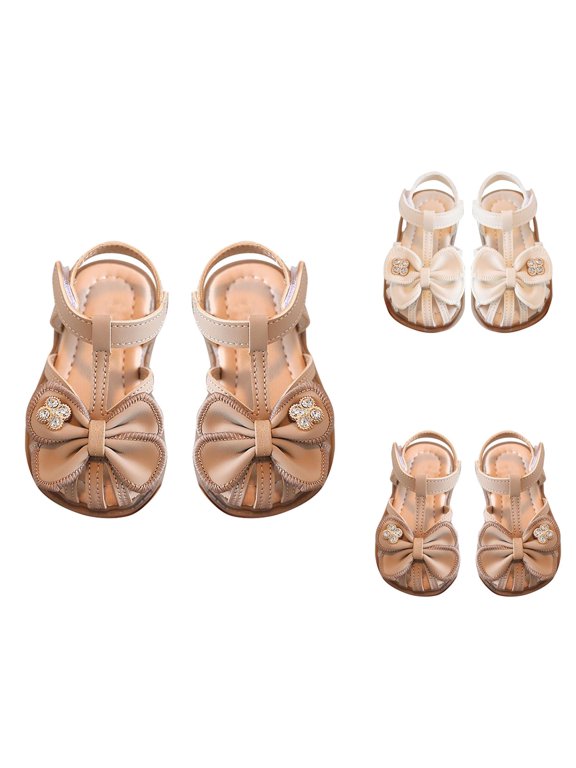 Toddler Girls Sandals and Shoes, Baby Female Princess Footwear, Soft Soled Non- Summer Baotou Breathable Shoes for Little Kids