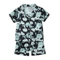 thumbnail image 1 of Toddler Girls Satin Pajama Set Short Sleeved Shirt Shorts Cartoon Sleepwear Outfits Pj's, 1 of 3
