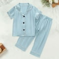 thumbnail image 1 of Toddler Girls Satin Pajamas Short Sleeve Button Down Top Pants Girls Summer Clothes Girls Pajamas Size 2T, 1 of 4