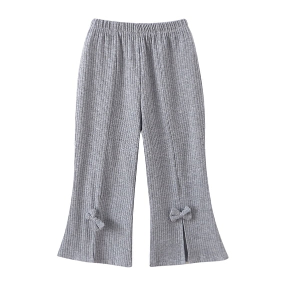Toddler Girls School Uniform Pants Knit Flare Leg Winter Warm For Kids Korean Style Comfortable Stretchy Outfit Bottom Trousers Casual Retro Size 3-4T