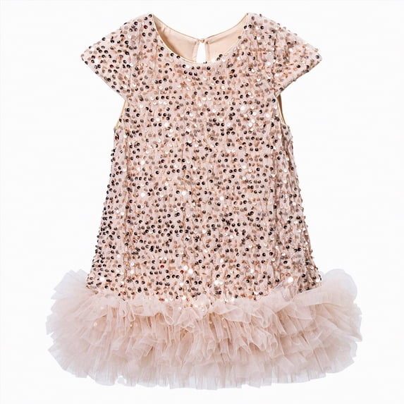 Toddler Girls Sequin Dress A-Line Sparkly Sleeveless Wedding Gown Party Dresses for Girls Kids Summer Clothes