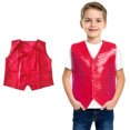 thumbnail image 1 of Toddler Girls Sequin Vest Glittery Sequin Sleeveless Button Jacket Kids Red Vest Hop Jazz Dance Party Vest Stage Performance Vest Size 2-3 Years, 1 of 9