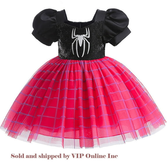 Toddler Girls Sequins Spiderman Dress Halloween Cosplay Dress Up