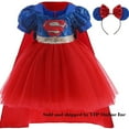 thumbnail image 1 of Toddler Girls Sequins Supergirl Cosplay Dress Kids Princess Halloween Dress Up Costume, 1 of 7