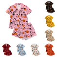 thumbnail image 1 of Toddler Girls Set Printed Short Sleeve Collared Lightweight Sport Halloween for Girls Elegant Shorts Set, 1 of 5