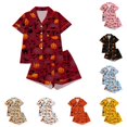thumbnail image 1 of Toddler Girls Set Printed Short Sleeve Collared Lightweight Sport Halloween for Girls Elegant Shorts Set, 1 of 5