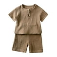 thumbnail image 1 of Toddler Girls Sets Solid Short Sleeved Button Down Top and Shorts Set Sizes 2-3 Years, 1 of 9