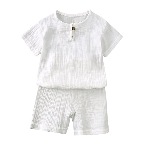 Toddler Girls Sets Solid Short Sleeved Button Down Top and Shorts Set Sizes 7-8 Years