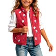 thumbnail image 1 of Toddler Girls Sherpa Fleece Vest Zip-Up Cartoon Print Sleeveless Plush Cute Jacket Vests with Pocket Red, Size 3 Y, 1 of 5